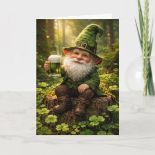 St. Patrick's Day Gnome With Green Beer Card