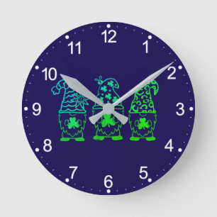 St. Patrick's Day Gnomes-60682 Round Clock