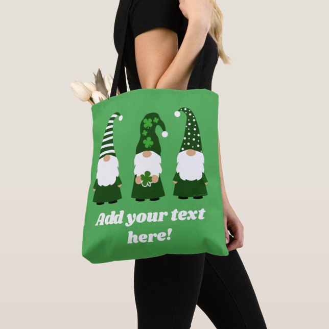 St Patricks Day Gnomes Cute Personalised Tote Bag (Close Up)