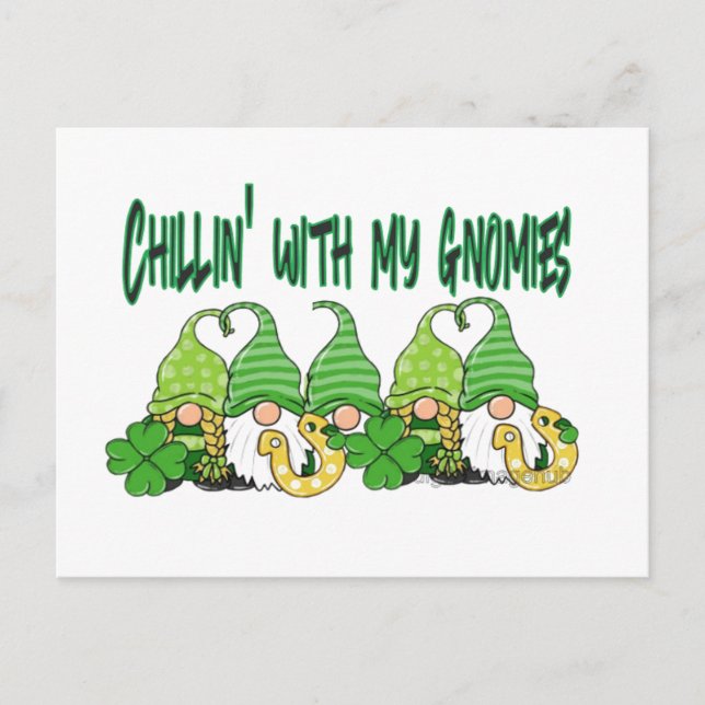 St. Patrick's Day Gnomes Holiday Postcard (Front)