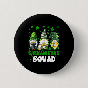 St patricks day gnomes shenanigans squad saint 6 cm round badge