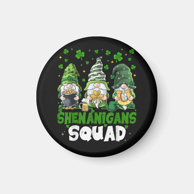 St Patricks Day Gnomes Shenanigans Squad Saint  Magnet (Front)