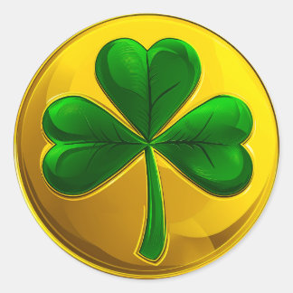 St. Patrick's Day Gold Coin Shamrock Classic Round Sticker