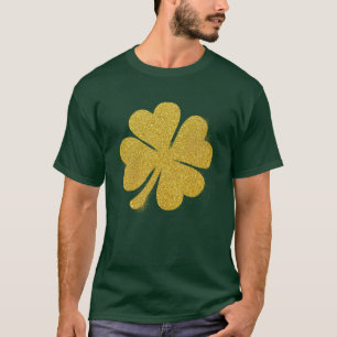 St Patrick's Day Gold Effect Shamrock Personalised T-Shirt