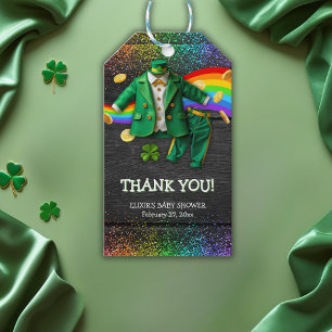 St. Patrick's Day Gold Rainbow Clover Baby Shower Gift Tags