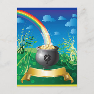 St. Patrick's Day Gold Rainbow Postcard