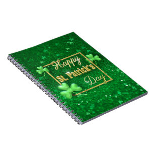 St. Patrick's Day Gold Shamrock Spiral Notebook