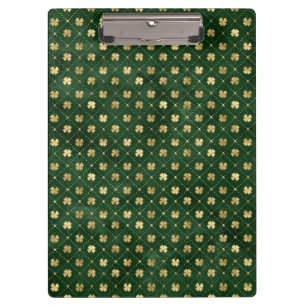 St Patricks Day Golden Clover Shamrock Vintage Clipboard