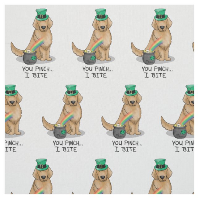 St. Patrick's Day Golden Retriever Dog Fabric (Swatch)