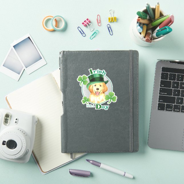 St. Patrick's Day Golden Retriever Vinyl Sticker (iPad Cover)