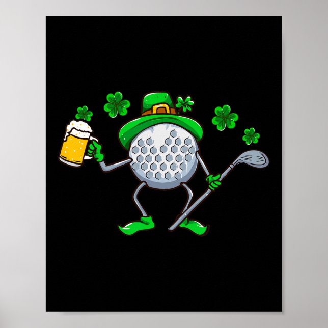 St Patricks Day Golf Golfing Irish Golfer Beer Hum Poster (Front)