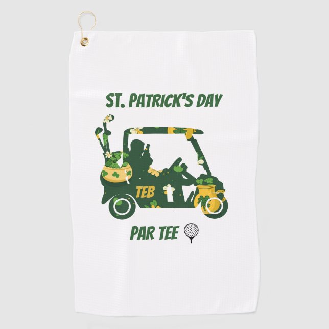 St. Patrick's Day Golf Par Tee Monogramed Towel (Front)
