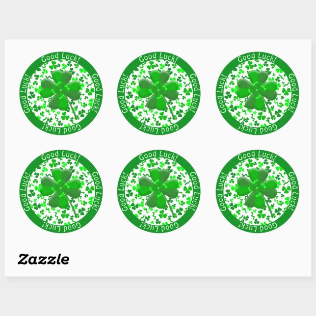 St Patrick's Day Good Luck Shamrocks Personalised Classic Round Sticker (Sheet)