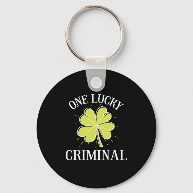 St Patricks Day Graphic For A Criminal One Lucky  Key Ring (Front)