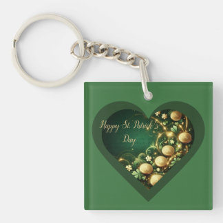 St Patrick's Day Green and Gold Coins Key Ring