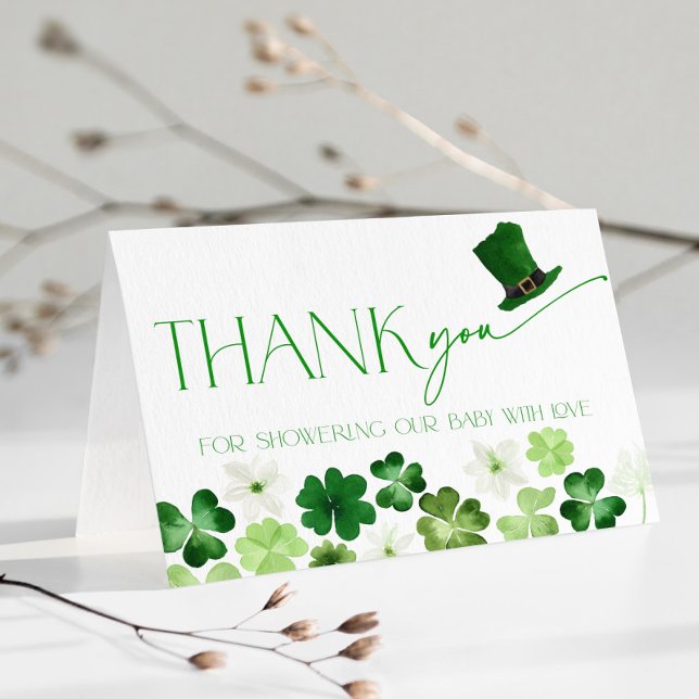 St. Patricks Day Green Baby Shower Thank You Card (St. Patricks Day Thank You Card)