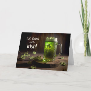 St. Patrick's Day Green Beer and Clovers Holiday Card