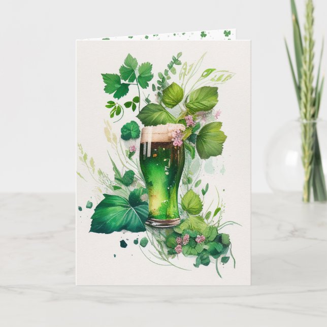 St. Patrick's Day Green Beer In Ivy  Card (Front)