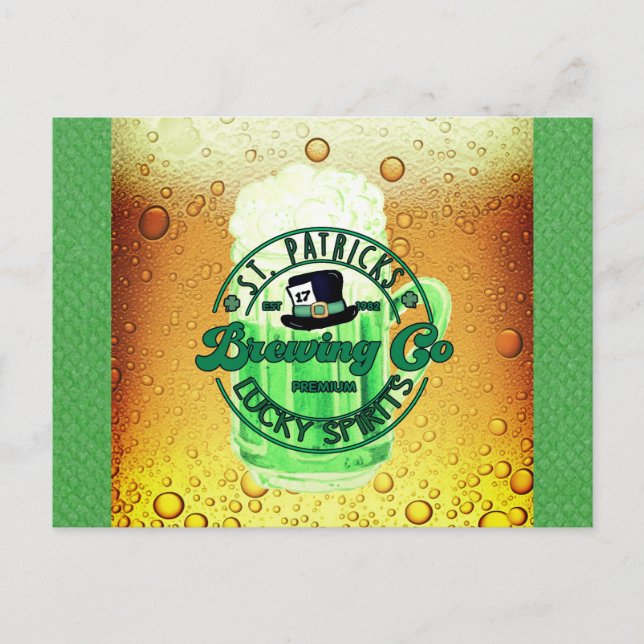 St Patricks Day Green Beer Lucky Spirits Irish Postcard (Front)