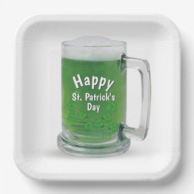 St. Patrick's Day Green Beer  Paper Plate (Front)