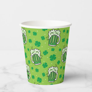 St Patrick's Day Green Beer Pattern Paper Cups