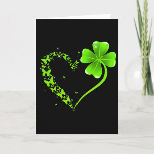 St Patricks Day Green Butterfly Shamrock Heart Wom Card