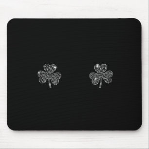 St Patricks Day Green Clover Irish Shamrock Breast Mouse Pad