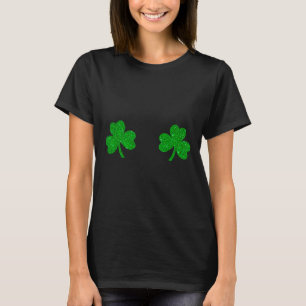 St Patricks Day Green Clover Irish Shamrock Breast T-Shirt