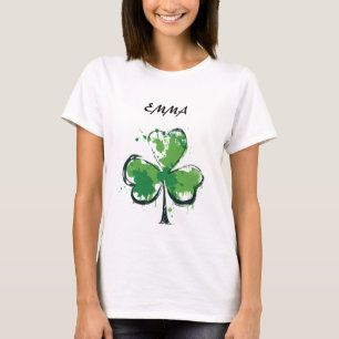 St. Patrick's Day Green Clover Personalised Name T-Shirt