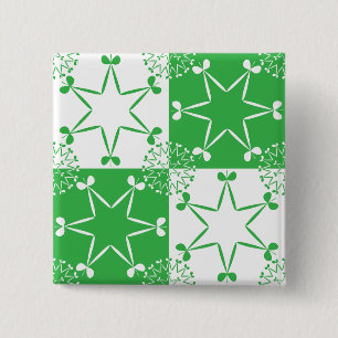 St Patricks Day Green Clover Star Geometric 15 Cm Square Badge
