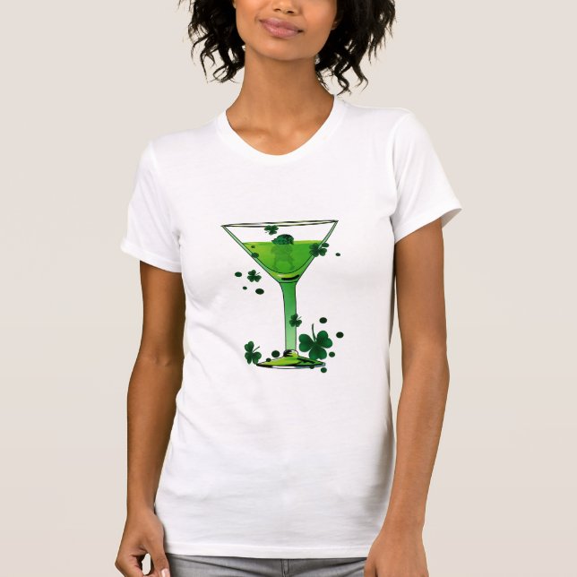 St Patricks Day Green Cocktail w Leprechaun Tshirt (Front)