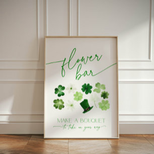 St. Patrick's Day Green Flower Bar Bouquet Pedestal Sign