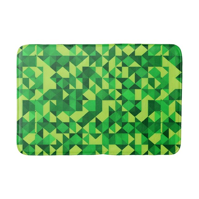 St. Patrick's Day Green Geometric Pattern Bath Mat (Front)