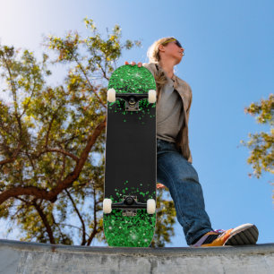 st patricks day / green glittery pattern skateboard