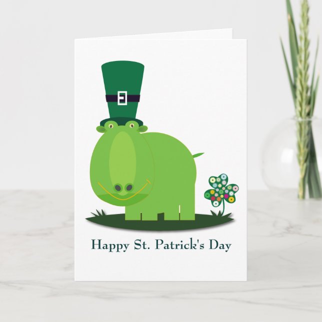 St Patrick's day: Green HIPPO Card (Front)