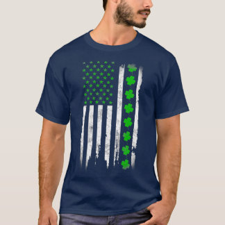 St Patricks Day Green IRISH American  Flag T-Shirt