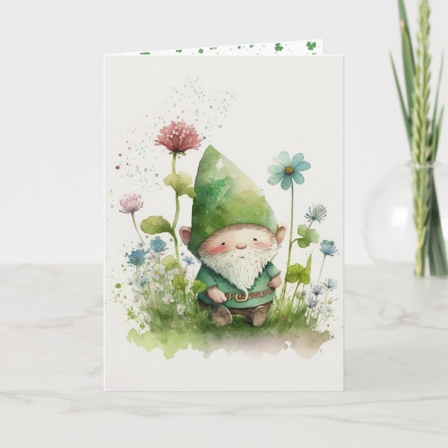 St. Patrick's Day Green Leprechaun   Card (Front)