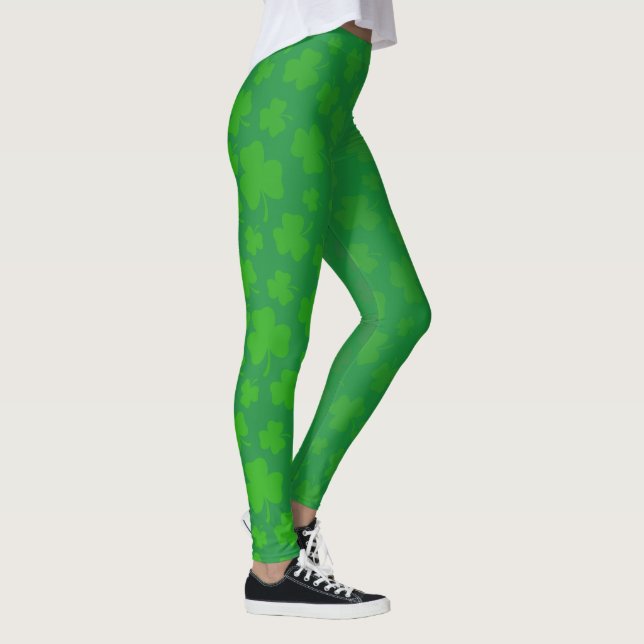 St. Patrick's Day Green Ombre Shamrock Leggings (Right)