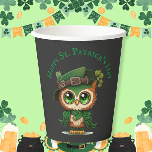 St. Patrick's Day Green Owl  Paper Cups