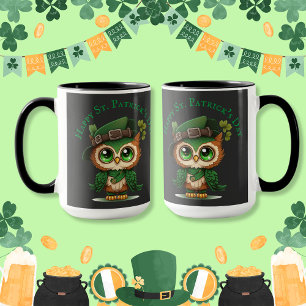 St. Patrick's Day Green Owl personalized Mug