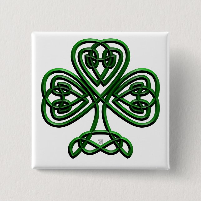 St Patricks Day Green Shamrock 15 Cm Square Badge (Front)