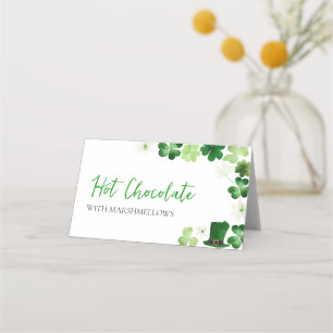St. Patrick's Day green shamrock buffet label  Place Card