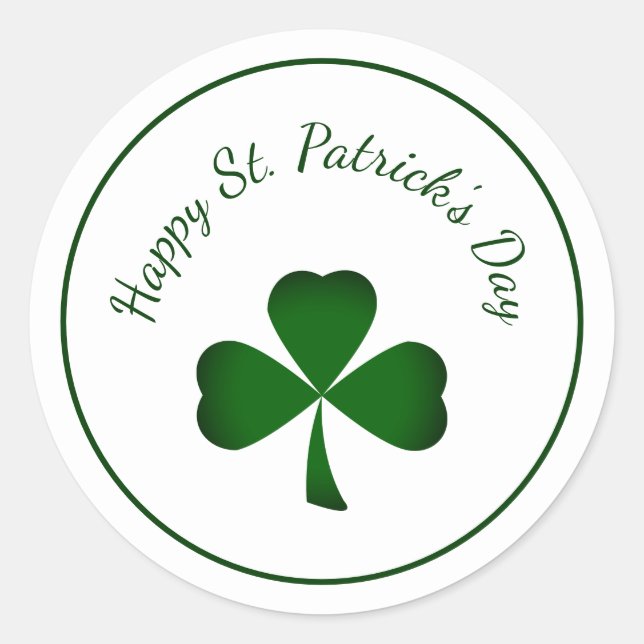 St. Patrick's Day Green shamrock Classic Round Sticker (Front)