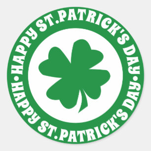 St Patricks Day Green Shamrock Classic Round Sticker