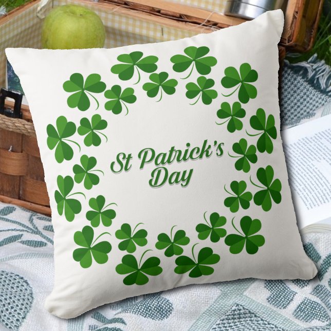 St Patrick's Day Green Shamrock Clover Cushion (Creator Uploaded)