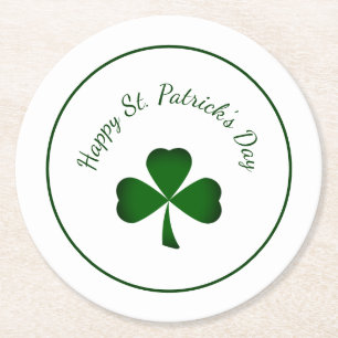 St. Patrick's Day Green shamrock Cute Clover Round Paper Coaster