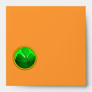 ST PATRICK'S DAY GREEN SHAMROCK GEMSTONE JEWEL ENVELOPE
