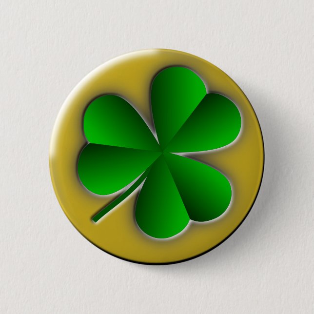 St Patrick's Day Green Shamrock Gold Background 6 Cm Round Badge (Front)