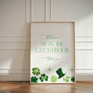 St. Patricks Day green shamrock Guestbook Pedestal Sign