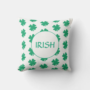 St Patrick's Day Green Shamrock Leaf Pattern Irish Cushion